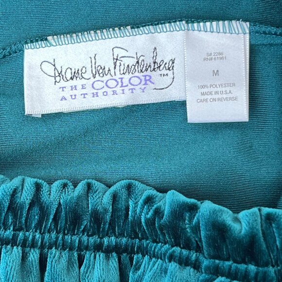 VTG Diane Von Furstenberg The Color Authority Green Velvet High Waisted Pants M - Picture 4 of 15